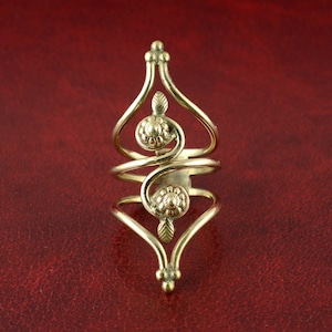 Adjustable Brass Floral Arthritis Ring: Handmade Boho Jewelry