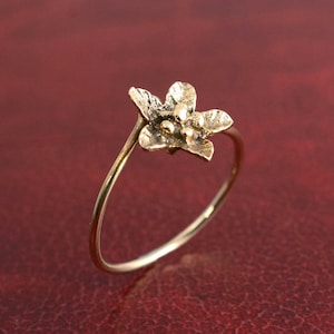 Handcrafted Brass Flower Ring: Adjustable Rustic Floral Jewelry