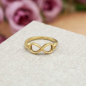 Brass Infinity Ring for Women, Adjustable Love Forever Ring, Boho Minimalist Jewelry, Eternal Symbol Brass Ring Gift