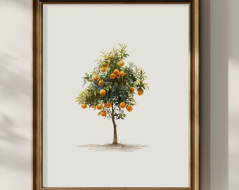 Watercolor Orange Tree Print: Mediterranean Kitchen Wall Art (Digital Download) 44