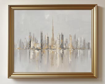 Abstract Dubai Skyline Art Print: Modern Gold Cityscape (Digital Download) 98