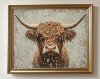 Highland Kuh Bild: Rustikales Bauernhaus Tierbild (Digitaler Download) 92