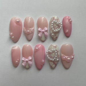 Pretty in Pink Press on Nails süsse Nägel/Kawaii Nägel Klebenägel