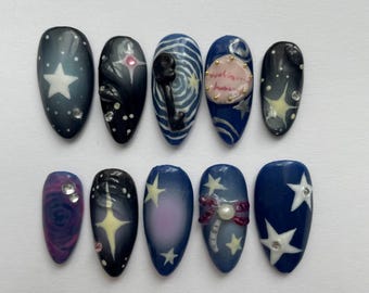 Coraline Press-On Nails Gel Press-On Nails | Nail Art | 3D Nails | Reusable Alt Nails | Gothic Nails