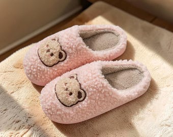Furry Bear Slipper – Teddy Plush House,  Indoor Flat Slipper Warm Home slip