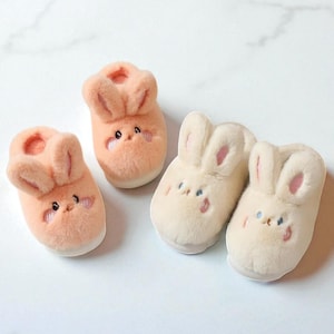 Pantuflas de peluche de conejo de invierno: cálidas pantuflas de algodón con dibujos animados
