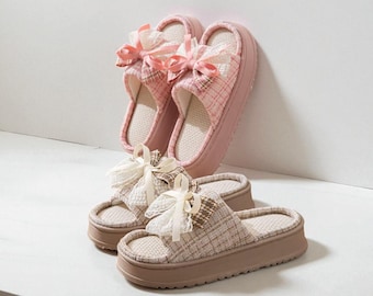 Damen Ribbon Slipper - Lässiger, rutschfester, komfortabler, atmungsaktiver, stilvoller Slipper für Zuhause