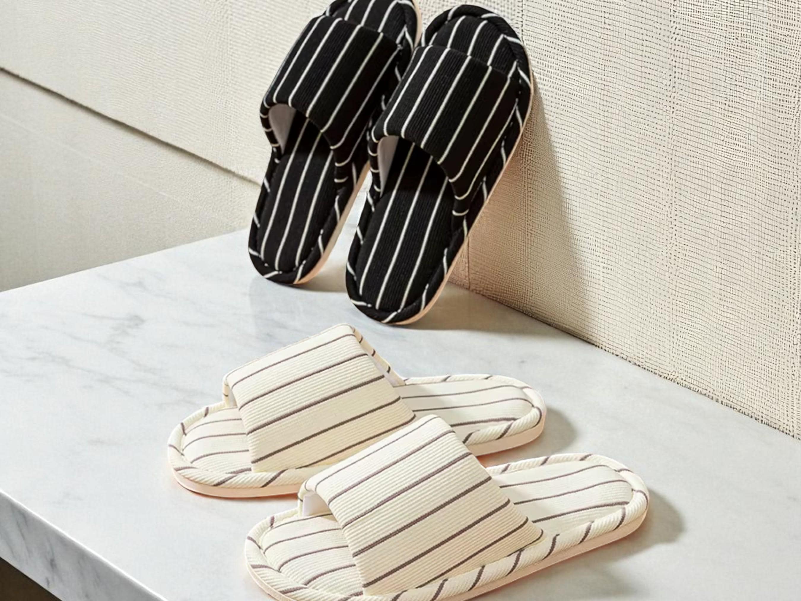 Linen Slippers Open Toe Women