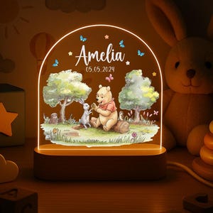 Custom Night Light for Baby Girl, Toddler Bedside Night Light, Custom Name Lamp, Floral Night Light for Nursery Decor, New Baby Gift