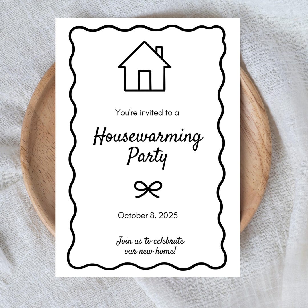 Black and White Housewarming Invitation, Modern Minimalist New Home ...