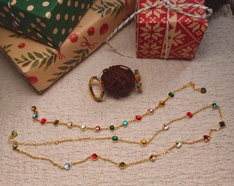 Rainbow Gemstone Gold Plated Ring/Bracelet/Necklace, Christmas / Valentines / Birthday Gift