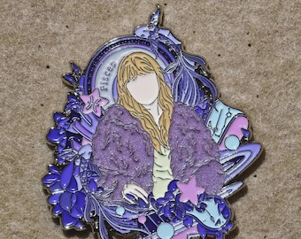Pisces Purple Gillter Enamel Metal Inspiration Brooch Pin Fridge Magnet Limited Edition
