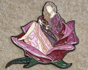 Rose Gillter Enamel MetalInspiration Brooch Pin Fridge Magnet Limited Edition