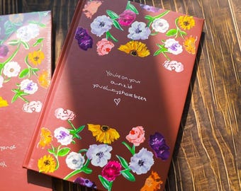 Piano Flowers Hardcover Notebook Blank Page Journal Friendship Gift Christmas Gift