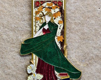 Autumn Card Gillter Enamel Metal Inspiration Brooch Pin Fridge Magnet Limited Edition