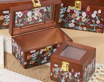 Customizable Text - Eras Tour Piano Floral Wooden Keepsake Box, Jewelry Box, Inspired Friendship Gift