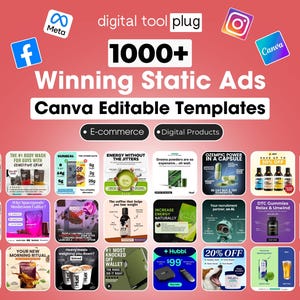 Meta Ad Templates Bundle für Canva: 1000+ Facebook & Instagram Ads (PLR/MRR)