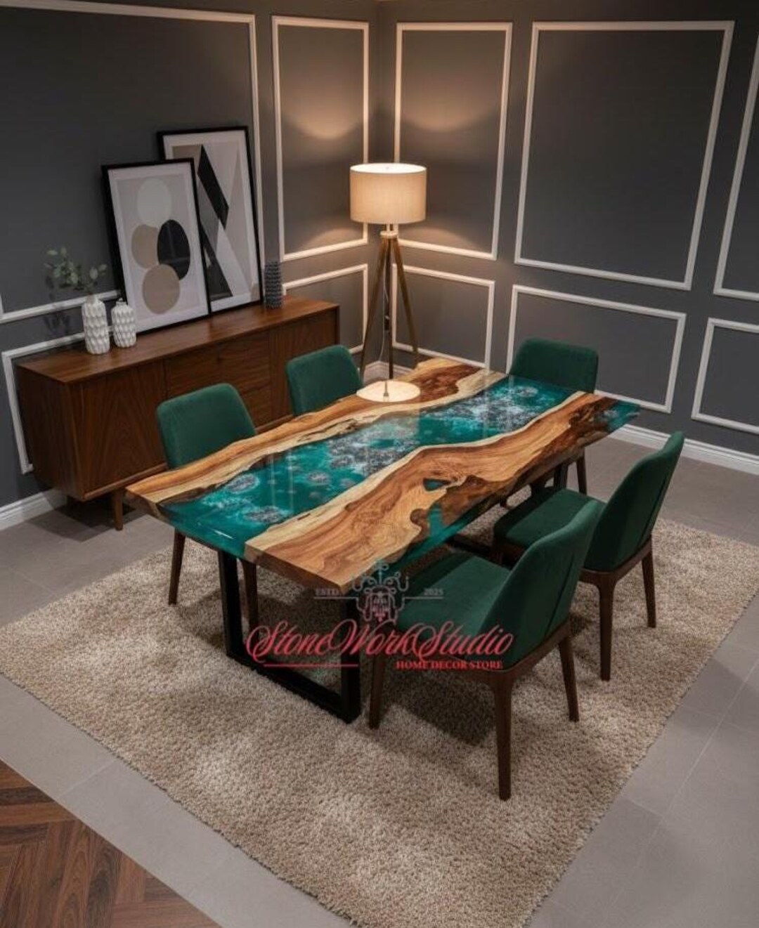 Epoxy Resin River Table | Custom Walnut Waterfall Design - Etsy