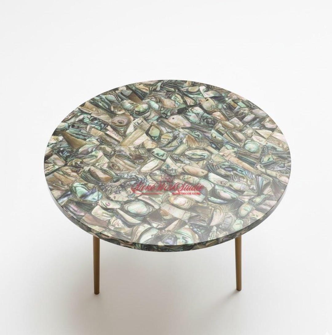 Handmade Abalone Shell Coffee Table Top – Iridescent MOP Inlay, Coastal ...