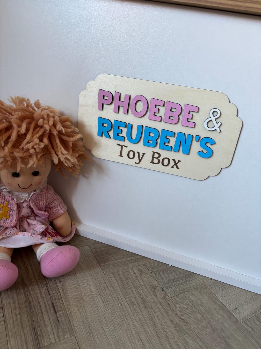 Personalised Wooden Toy Box Sign | Custom Kids Toy Chest Name Plaque ...