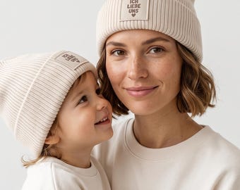 Mommy and Child Hipster Beanie "I love us" | Matching Hat | Matching Family Outfit | Gift for Mom | Mini Me Look