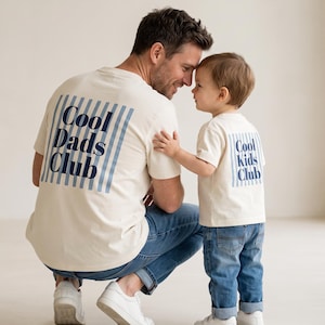 T-shirts assortis papa et enfant « Club des papas cool » – Coton bio – Tenue familiale assortie – Cadeau pour papa