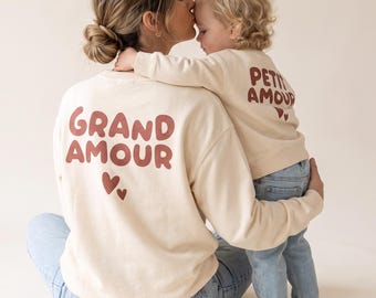 Matching Sweatshirt Set “Grand Amour” – Organic Cotton – Oversized Matching Pullover for Mother & Child – Gift for Mother and Baby
