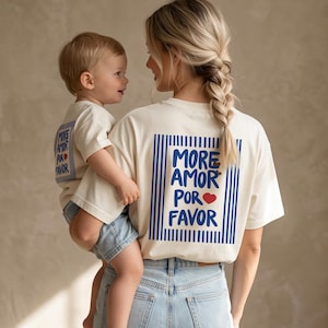 Partnerlook T-Shirt „More Amor“ – Bio-Baumwolle – Matching Set Mama & Mini – Mutter Kind Outfit – Familienlook – Geschenk für Mama Baby