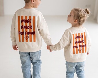 Matching outfits for children & babies "More Love For Love" - ​​Organic cotton - Matching sweatshirt - Gift for siblings or best friends