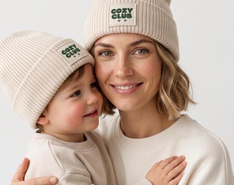 Mommy and Child Hipster Beanie "Cozy Club" | Matching Beanie | Matching Family Outfit | Gift for Mom | Mini Me Look