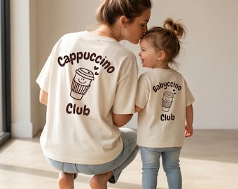 Partnerlook T-Shirt „Babyccino Club“ – Bio-Baumwolle – Matching Set Mama & Mini – Mutter Kind Outfit – Familienlook – Geschenk für Mama Baby