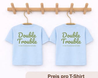 Camiseta a juego para hermanos "Doble Problema" de algodón orgánico – Camiseta para bebés y niños – Conjunto a juego para hermanos – Regalo de camiseta infantil