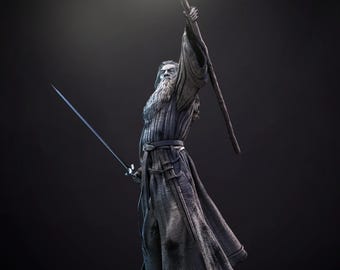 Ancient Grey Archmage – Staff of Light Fantasy Wizard STL Statue