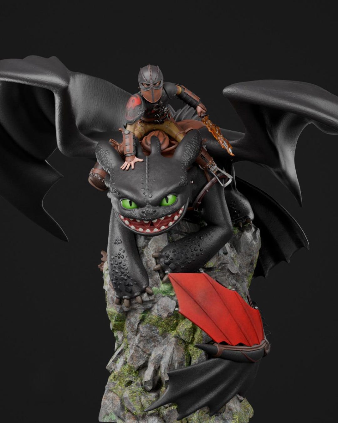 Skybound Duo – Dragon Rider and Night Serpent STL Statue - Etsy