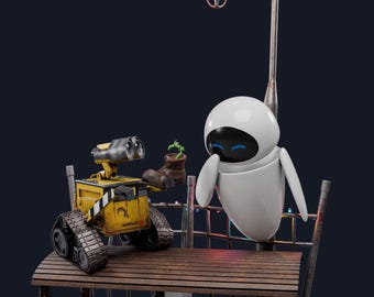 Retro Worker & Sleek Probe STL Duo Statue