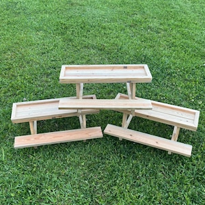 Handcrafted Chick nic Table, Rustic Chicken & Squirrel Feeder