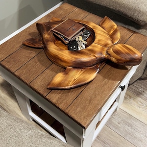 Sea Turtle Tray | Burnt Finish Coastal Decor, Sea Turtle Catch-All,  Beach House Gift, Nautical Home Accent