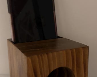 Soporte para teléfono: amplificador acústico natural/hecho a mano con ciprés