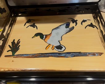 Tapa para estufa, tabla de cortar de resina epoxi, bandeja para servir, decoración de cocina de madera personalizada, accesorio de cocina rústico, regalo para el hogar, regalo para el Día del Padre