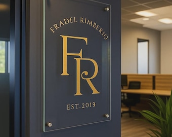 Letrero acrílico con logotipo personalizado - Letrero acrílico personalizado - Letrero acrílico para puerta - Letrero acrílico para oficina - Adornos para puerta de oficina - Decoración de oficina
