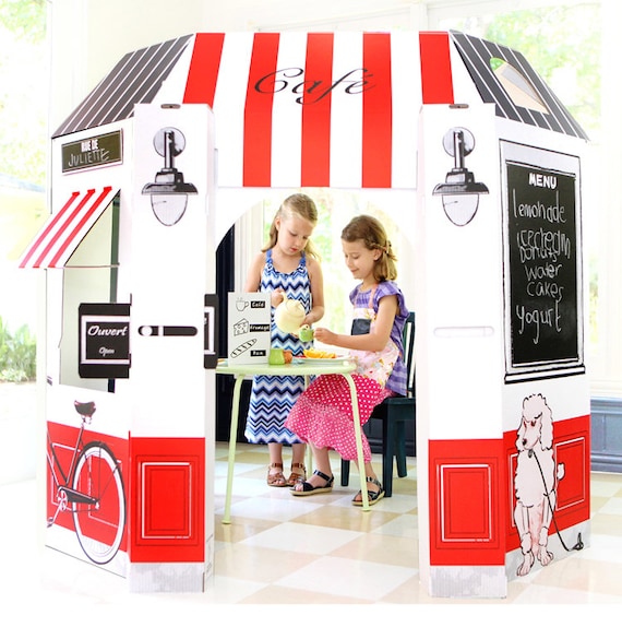 French Cafe Cardboard Playhouse for Kids