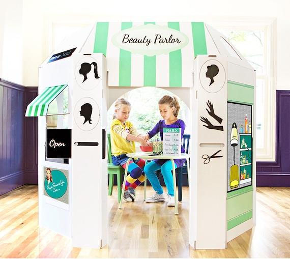 Beauty Parlor Cardboard Playhouse for Kids