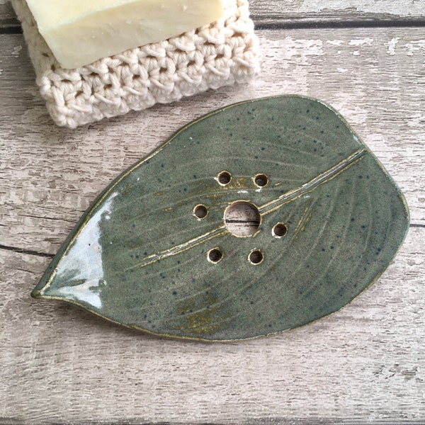 Soap dish ~ soap drainer with holes, leaf soap dish, soap holder, dish with drainage, bathroom gift for her, handmade ceramic soap dishes