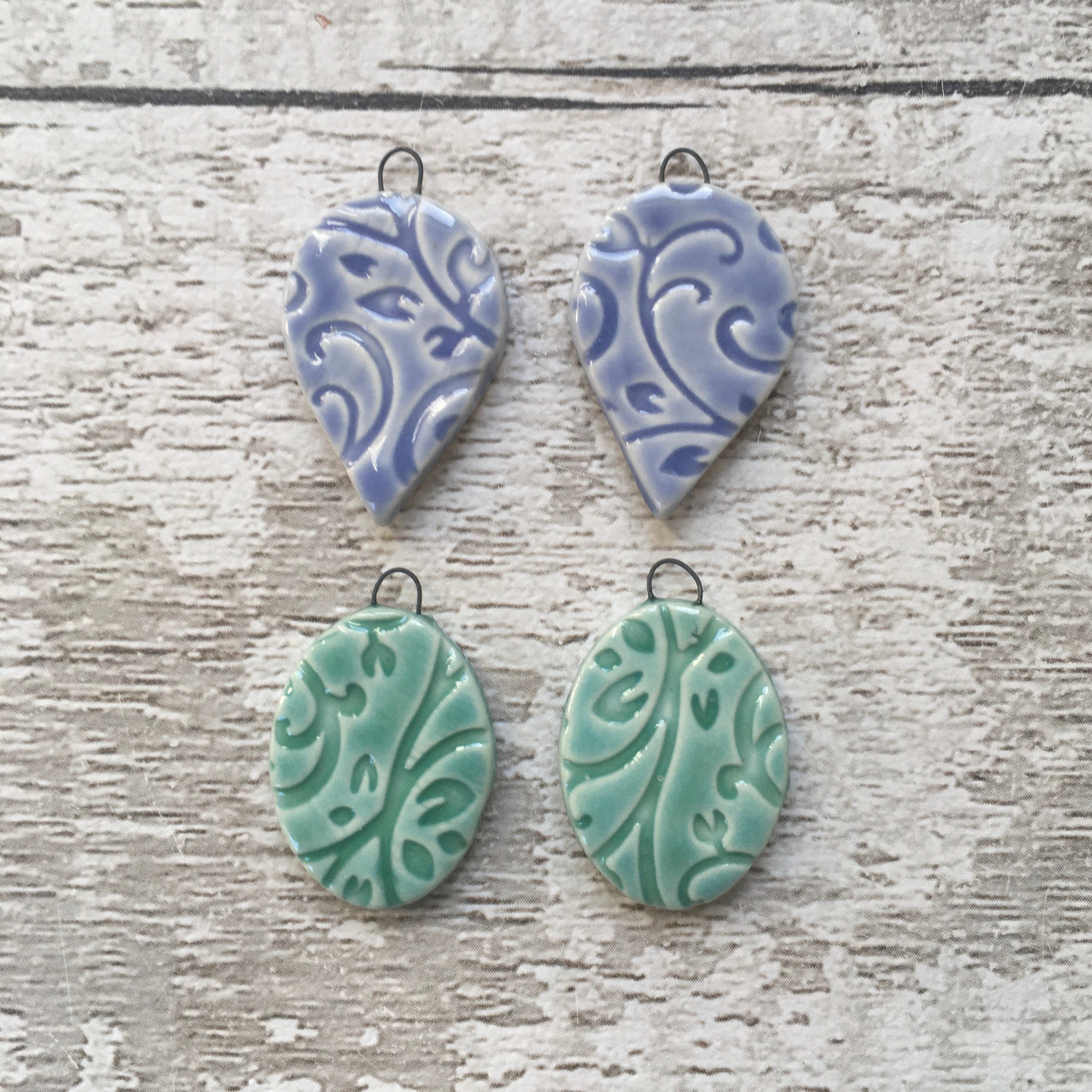 Ceramic charms 2 handmade earring pairs 4 clay charms for Etsy