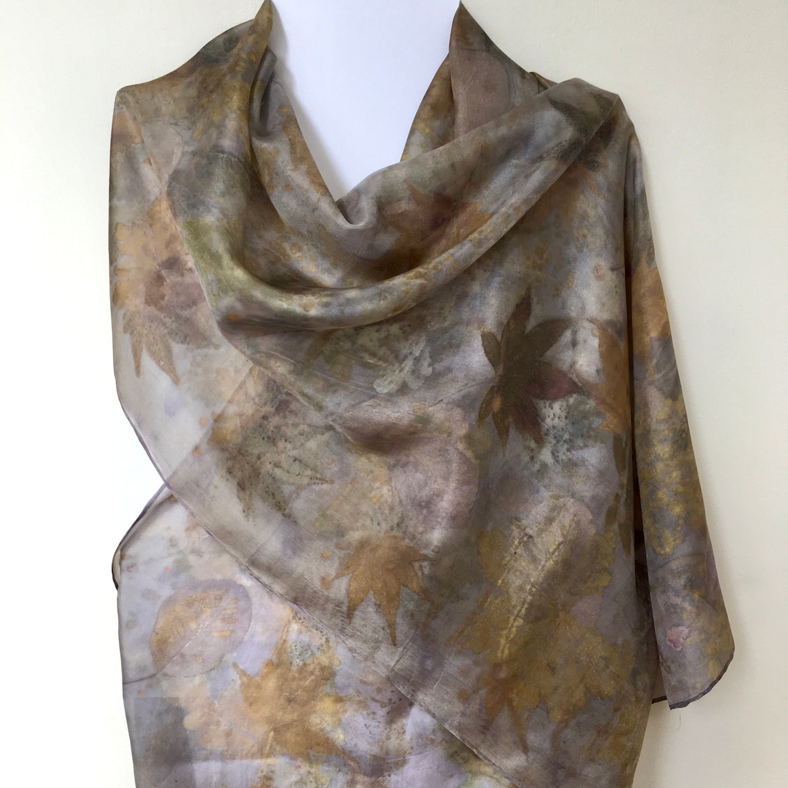 Ecoprint silk scarf