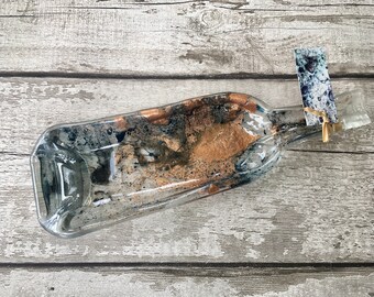 Bottle dish - trinket tray, melted bottle, flat bottle, recycled dish, gifts for girlfriend, gift for Mum, bottle tray, gift for girlfriend