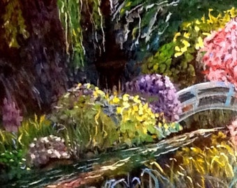 Orginal Oil Painting - Monet's Garden -  Fine Art