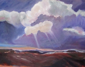 Santa Fe Southwestern Skies - Original Oil Painting. Free Shipping