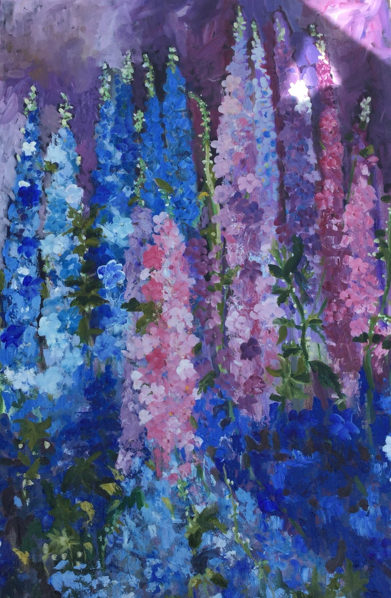 Larkspur Fine Art Large Original Oil Painting image 2