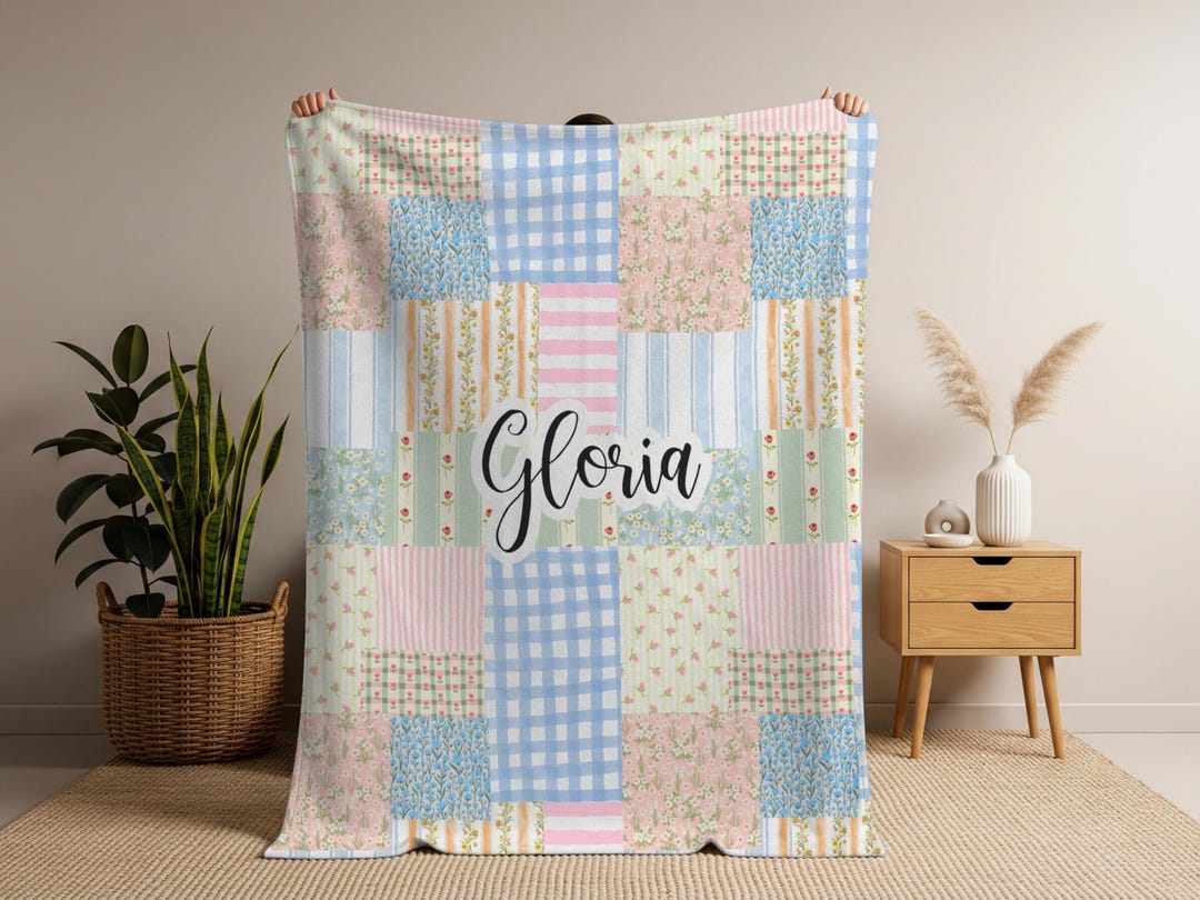Personalized Pastel Patchwork Inspired Blanket - Etsy